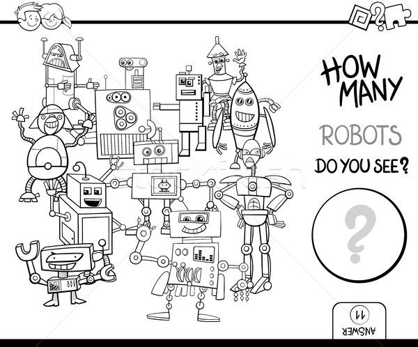 counting robots coloring page activity Stock photo © izakowski