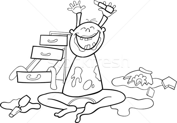 baby boy and mess for coloring book Stock photo © izakowski