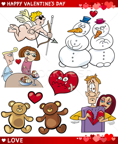 valentine cartoon illustration love set Stock photo © izakowski