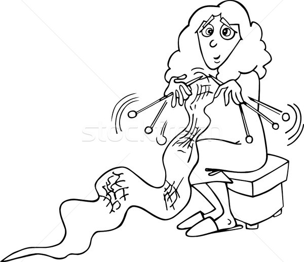 knitter woman cartoon illustration Stock photo © izakowski