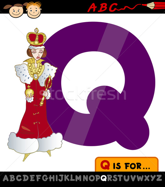 letter q with queen cartoon illustration Stock photo © izakowski