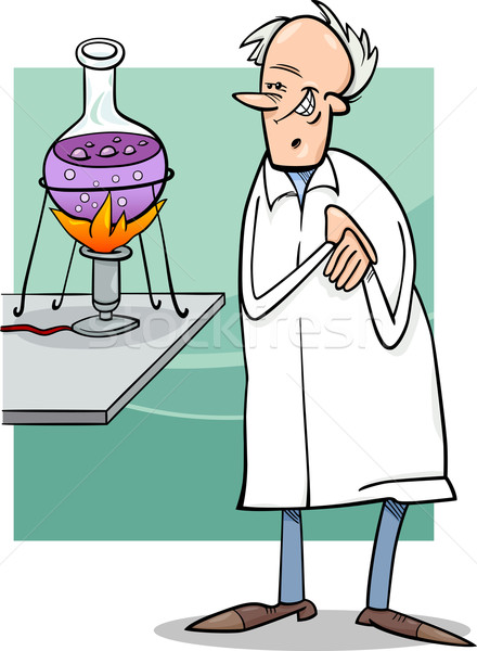 scientist in laboratory cartoon illustration Stock photo © izakowski