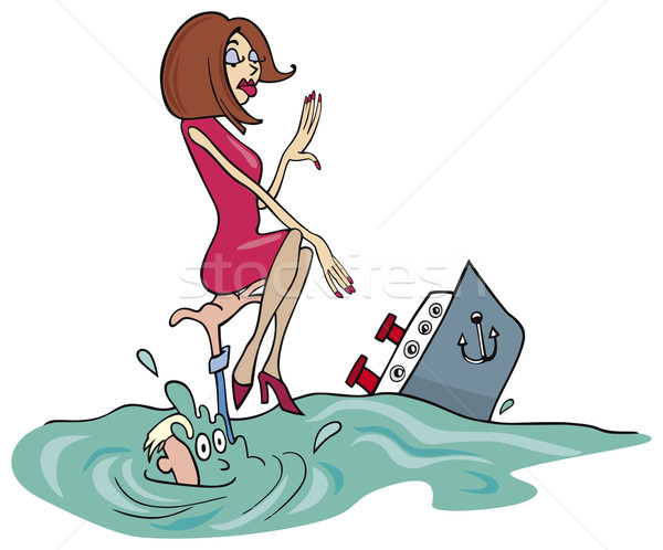 Para ocean ilustracja dziewczyna statku cartoon Zdjęcia stock © izakowski