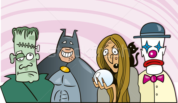 Halloween kostuum bal cartoon illustratie mensen Stockfoto © izakowski