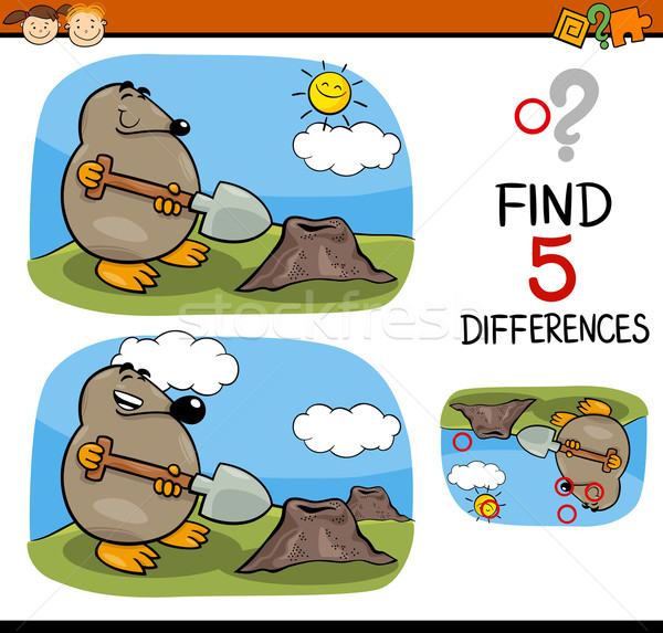 Encontrar diferencias tarea Cartoon ilustración Foto stock © izakowski