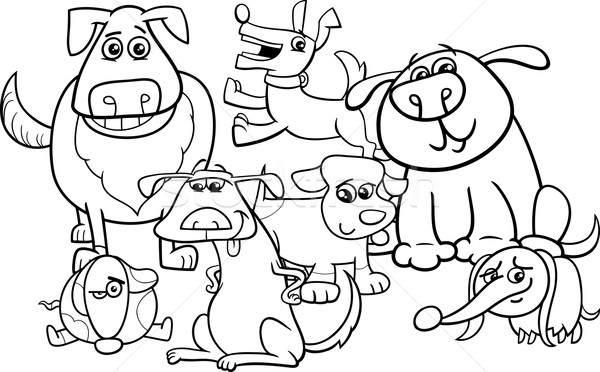 Stock photo: dogs cartoon coloring book