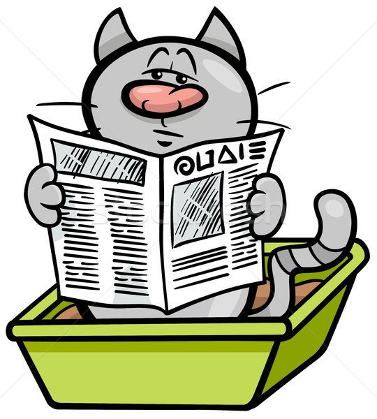 cat in litter box cartoon Stock photo © izakowski