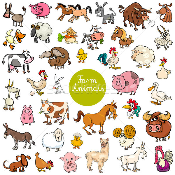 cartoon funny farm animal characters set Stock photo © izakowski