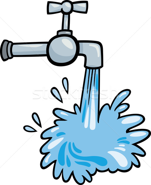 Apa de la robinet miniaturi desen animat ilustrare apăsaţi Imagine de stoc © izakowski