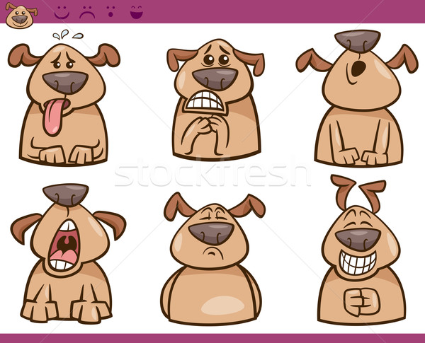 dog emotions cartoon illustration set Stock photo © izakowski