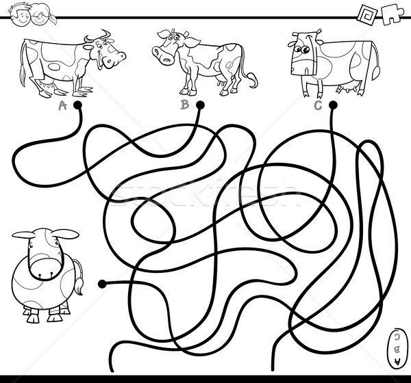 Desenhos Animados Preto Branco Ilustração Encontrar Jogo Educativo Tipo  Imagem imagem vetorial de izakowski© 661354612