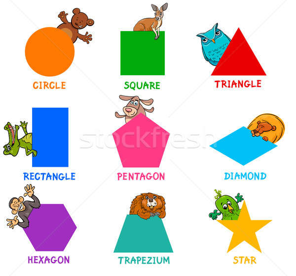 Stock photo: geometric shapes with animal characters