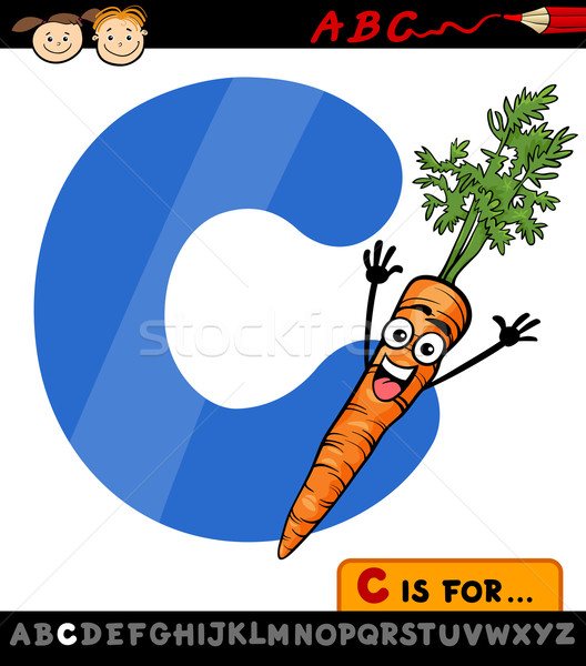 letter c with carrot cartoon illustration Stock photo © izakowski