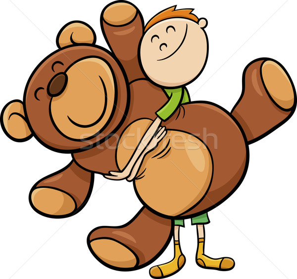 boy with big teddy cartoon Stock photo © izakowski
