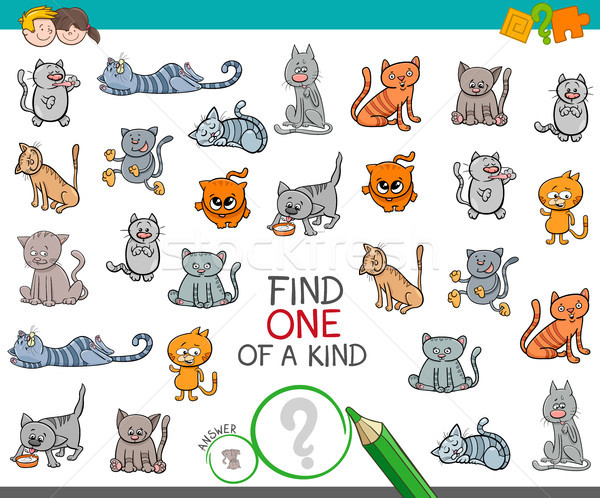 find one of a kind with cat animal character Stock photo © izakowski
