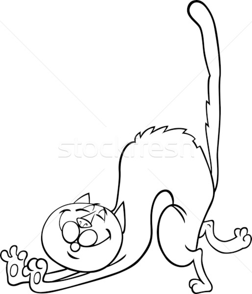 stretching cat cartoon for coloring Stock photo © izakowski