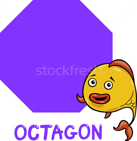Stock photo: octagon shape with cartoon fish