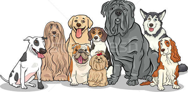 Foto stock: Perros · grupo · Cartoon · ilustración · funny