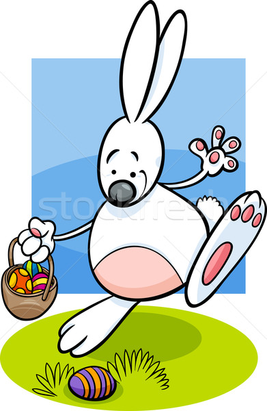 bunny and easter eggs cartoon illustration Stock photo © izakowski