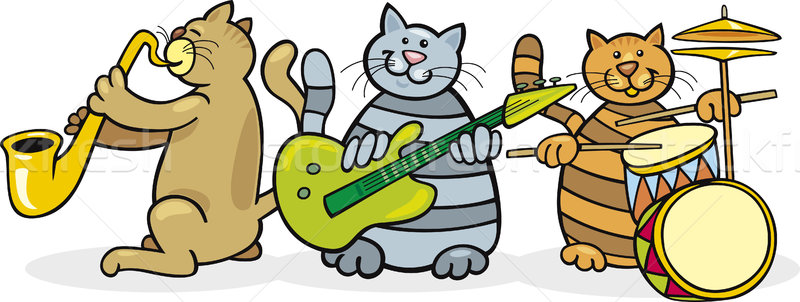 Kotów zespołu ilustracja gry muzyki gitara Zdjęcia stock © izakowski
