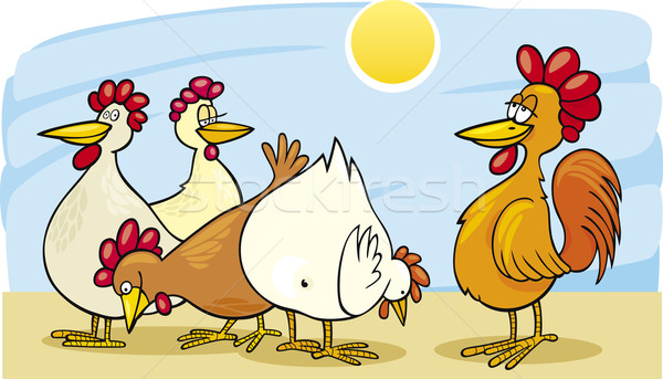 Rooster and hens Stock photo © izakowski