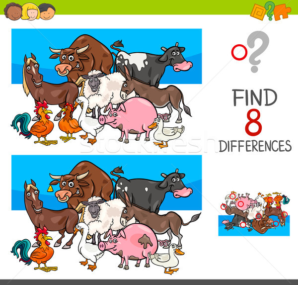 find differences with farm animal characters Stock photo © izakowski