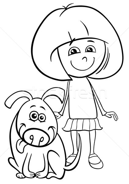 Desenhos animados kawaii menina colorir página imagem vetorial de  izakowski© 27936533