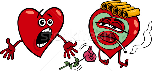 two hearts cartoon illustration Stock photo © izakowski