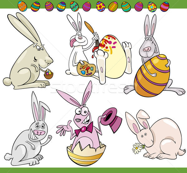 easter bunnies set cartoon illustration Stock photo © izakowski