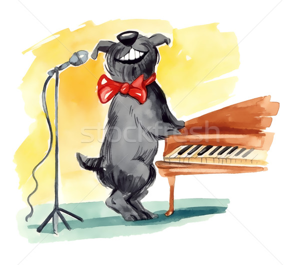 Chien chanter humoristique illustration fermé [[stock_photo]] © izakowski