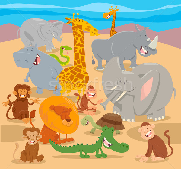 Safari wildes Tier Zeichen Karikatur Illustration glücklich Stock foto © izakowski