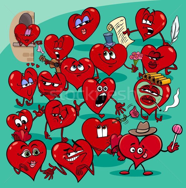 valentine hearts cartoon illustration love group Stock photo © izakowski