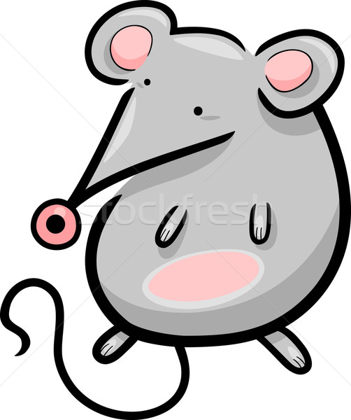 Stock foto: Cute · Maus · Karikatur · Illustration · wenig · grau