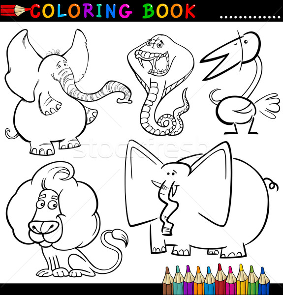 Animales libro para colorear página Cartoon ilustración funny Foto stock © izakowski