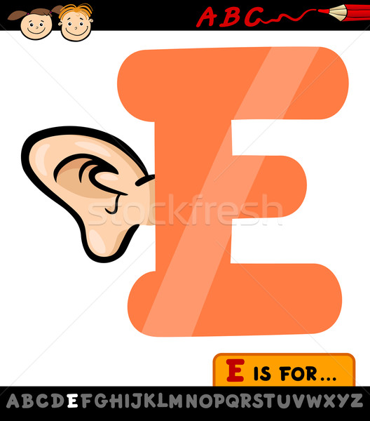 letter e with ear cartoon illustration Stock photo © izakowski