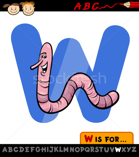 Lettre w ver cartoon illustration alphabet Photo stock © izakowski