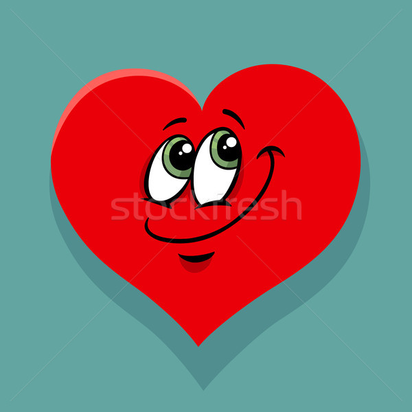 happy heart valentines cartoon illustration Stock photo © izakowski