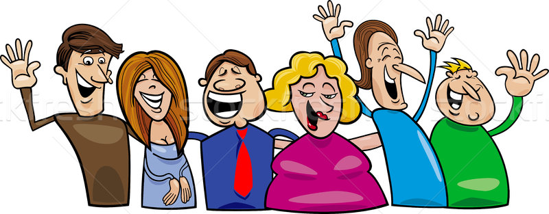 Gruppe glückliche Menschen Karikatur Illustration Lächeln Stock foto © izakowski
