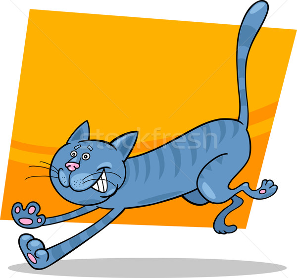 работает синий кошки Cartoon иллюстрация рисунок Сток-фото © izakowski