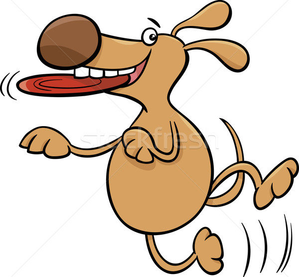 Câine frisbee desen animat ilustrare amuzant Imagine de stoc © izakowski