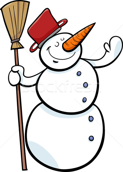 happy snowman cartoon illustration Stock photo © izakowski