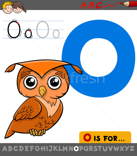 letter o with cartoon owl bird Stock photo © izakowski