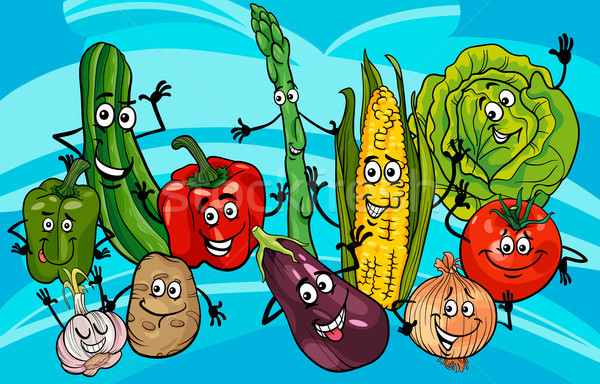 Stock photo: funny vegetables group cartoon illustration