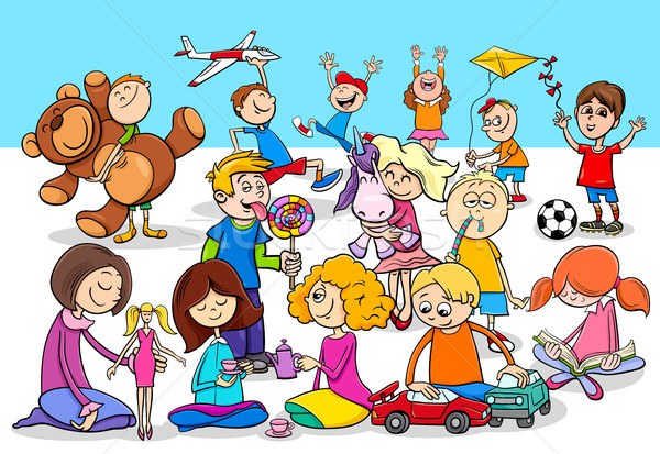 playful children cartoon characters group Stock photo © izakowski