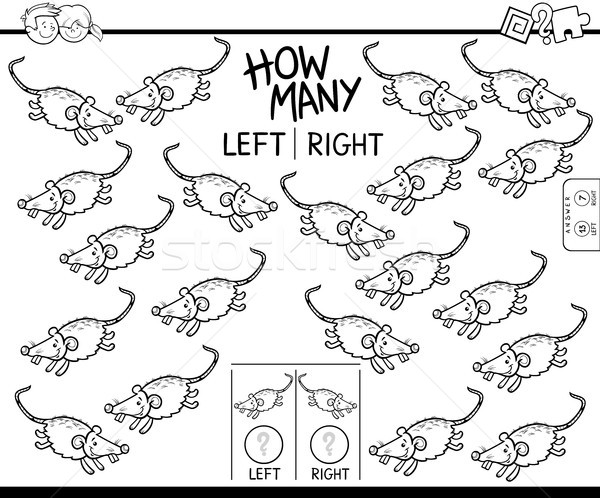 counting left and right picture of mouse coloring book Stock photo © izakowski