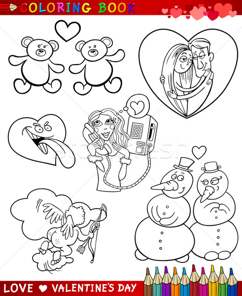 valentine cartoon themes for coloring Stock photo © izakowski