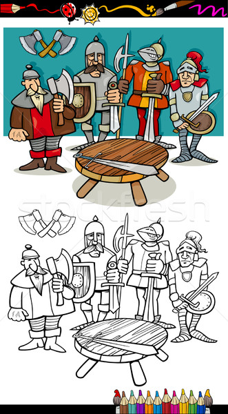 knights of the round table coloring page Stock photo © izakowski