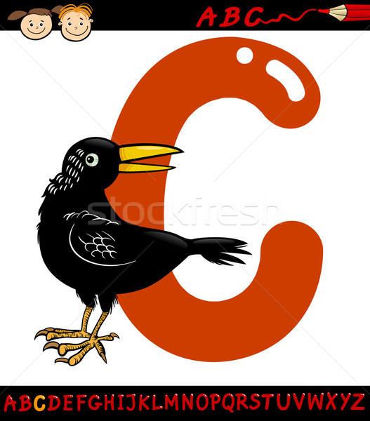 letter c for crow cartoon illustration Stock photo © izakowski