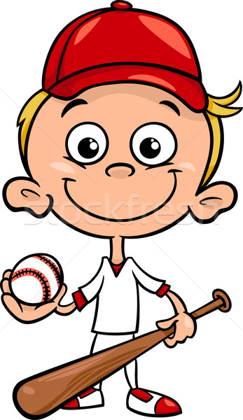 Ragazzo giocatore di baseball cartoon illustrazione divertente bat Foto d'archivio © izakowski