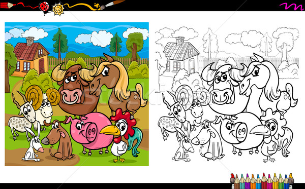 çiftlik hayvanları boyama kitabı karikatür örnek Stok fotoğraf © izakowski